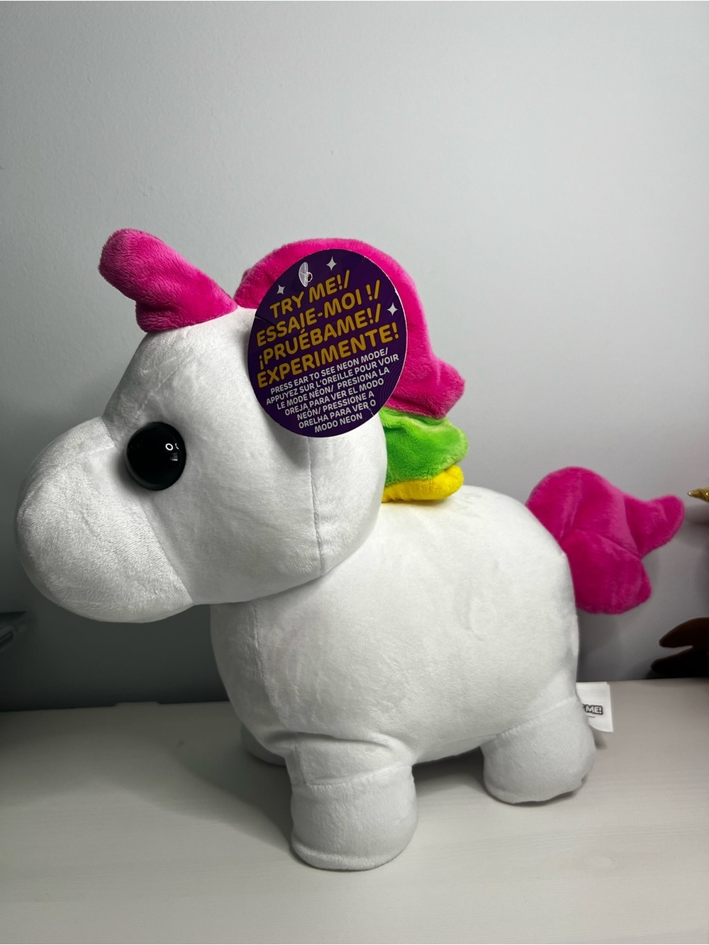 Adopt Me Unicorn Plush White Pink Rainbow Mane Stuffed Animal BNWT Roblox